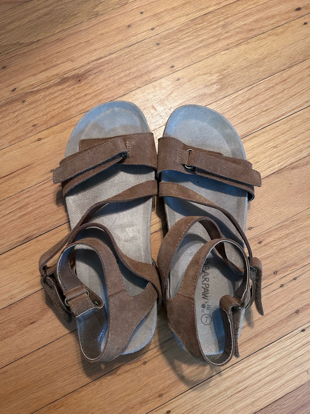 BearPaw Brown Suede Strappy Ankle Sandals